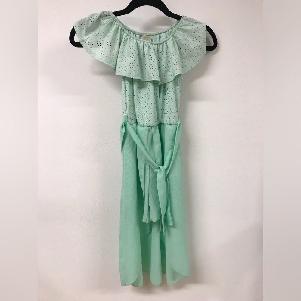 Little Girls Toddler Off Shoulder 2 Ways Ruffle Hi Lo Maxi Skirt Holiday Dress